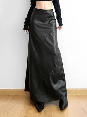 Pu Leather Slim Low Waist Skirt
