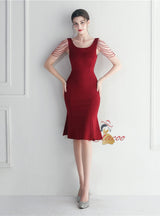 Short Straps Beading Prom Dress