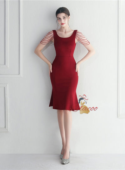 Short Straps Beading Prom Dress