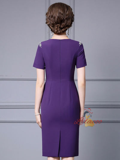 Purple Crystal Mother Of The Bride Dress
