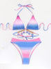 Sexy Strap Gradient Shell Crystal Diamond Bikini