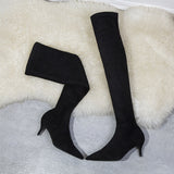 High Heel Suede Pointed Knee Boots