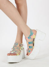 Women Colorful White Platform Sandals