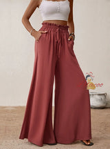 Horn Casual Elastic Wide-leg Pants