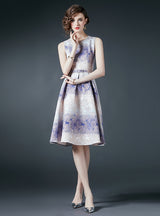 Sleeveless Slim Waist Jacquard Dress