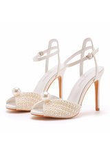 Fish Mouth Pearl High-heeled Sandals Wedding Shoes