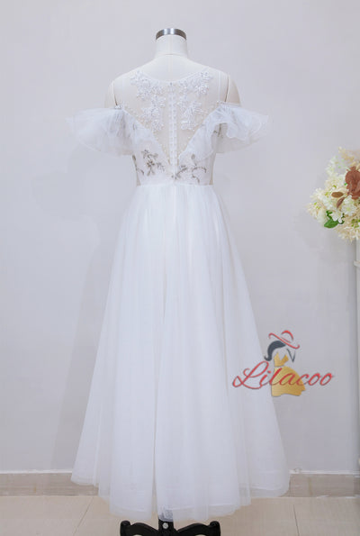 White Sling Gauze Slim Dress
