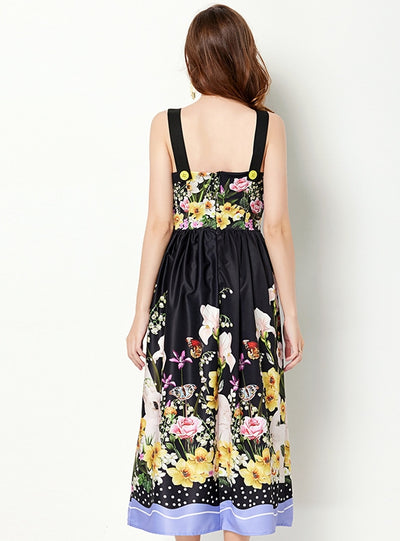 Printed Suspender Sleeveless Dress