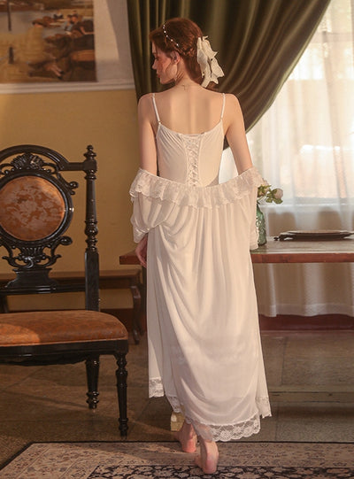 Mesh Lace Suspender Nightdress Robe Suit