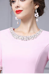 Pink Short Sleeve Mother Of the Brides Dress