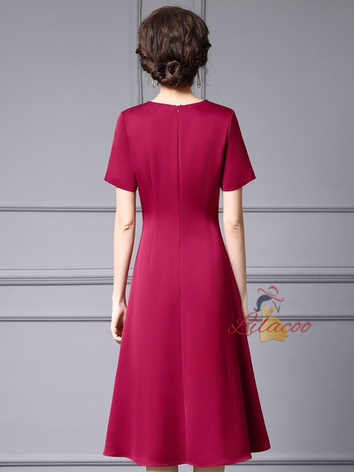 Burgundy Beading Pleats Mother Of The Bride Dress