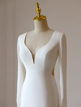 White Mermaid Appliques Long Sleeve Wedding Dress