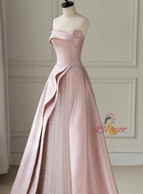 Black Satin Pink Tulle Prom Dress