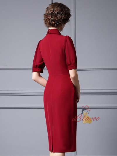 Burgundy V-neck Beading Crystal Mother Of The Bride Dress