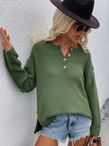 Solid Color Pullover V-neck Sweater