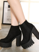 Suede Ultra-high Heel Waterproof Platform Shoes