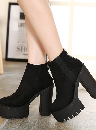Suede Ultra-high Heel Waterproof Platform Shoes