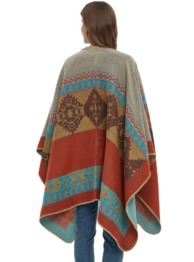 Jacquard Thickened Cashmere-like Split Shawl