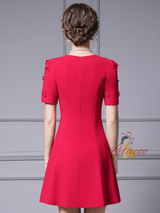 Red Short Sleeve Flower Mother Of The Bride Dress