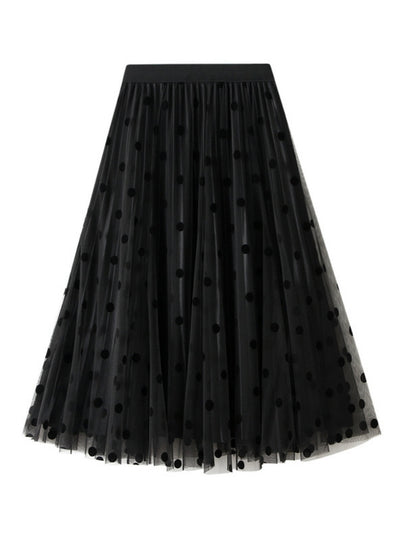 Polka Dot Gauze Pleated Skirt