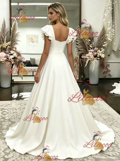 Fashion White Straps Wedding Dress