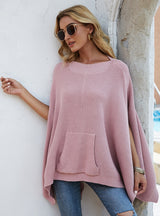 Loose Bat Sleeve Shawl Sweater