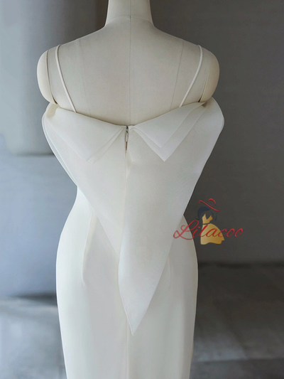 White Mermaid Spaghetti Straps Wedding Dress