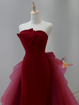Mermaid Tulle Strapless Prom Dress