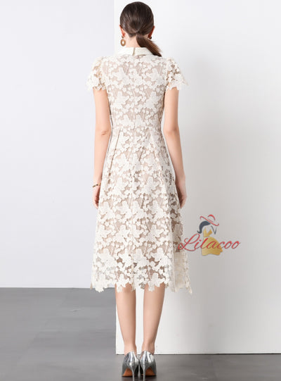 Three-dimensional Flower Lace Sleeveless Dress