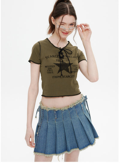 Lace Up Retro Short Sleeve T-shirt