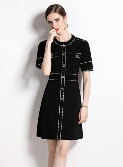 Round Neck Temperament Short Sleeve Dress