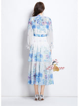 Printed Chiffon Long Sleeve Dress