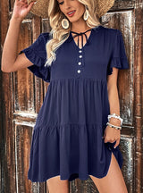 V-neck Folding Cake Dress