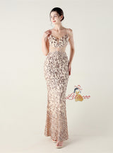 Mermaid Sequins Spaghetti Straps Beading Prom Dress