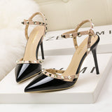 Thin-heeled Pointed Rivet High Heels Sandals