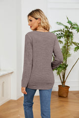 Round Neck Loose Casual Long Sleeve T-shirt