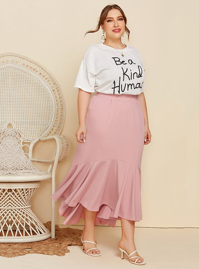 Short-sleeved Printed T-shirt Pleated Skirt Two-piece Suit