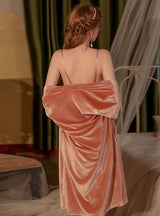 Sexy Velvet Lace Suspender Pajamas