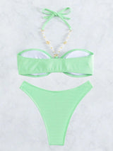 Green Strap Halter Sexy Swimsuit