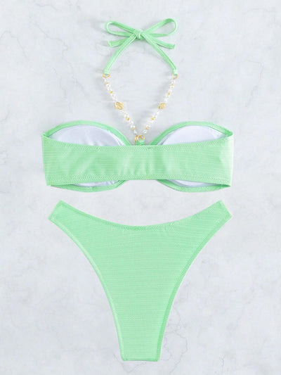 Green Strap Halter Sexy Swimsuit