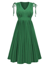 Sleeveless Slim Pleated V-neck Dress
