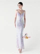 Mermaid Sequins Spaghetti Straps Beading Prom Dress