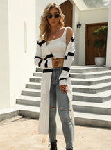 Long Sleeve V-neck Striped Cardigan Jacket