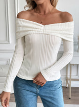Off-the-shoulder Long-sleeved Slim Fit Top