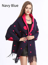 Dot Tassel Knitted Cardigan Shawl Coat