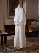 White Loose Tassel Wedding Dress