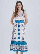 Tube Top Printed Slim Holiday Dress