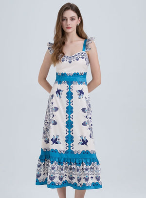 Tube Top Printed Slim Holiday Dress