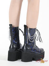Thick Heel Thick Zipper Thick Color Matching Boots