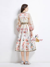 Retro Printed Long Sleeve Dress